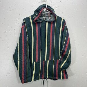 VTG Sostanza‎ Men's L/XL Hooded Striped Long Sleeve Pullover T-Shirt 90s